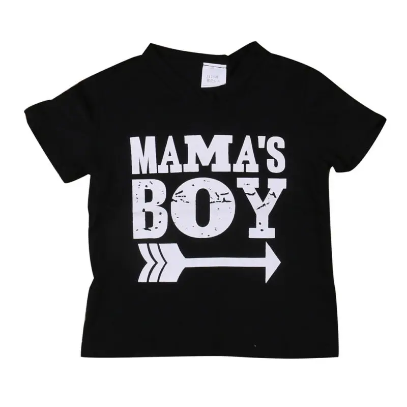 От 0 до 24 месяцев с принтом Mama's Boy черным топом для маленьких мальчиков одежда