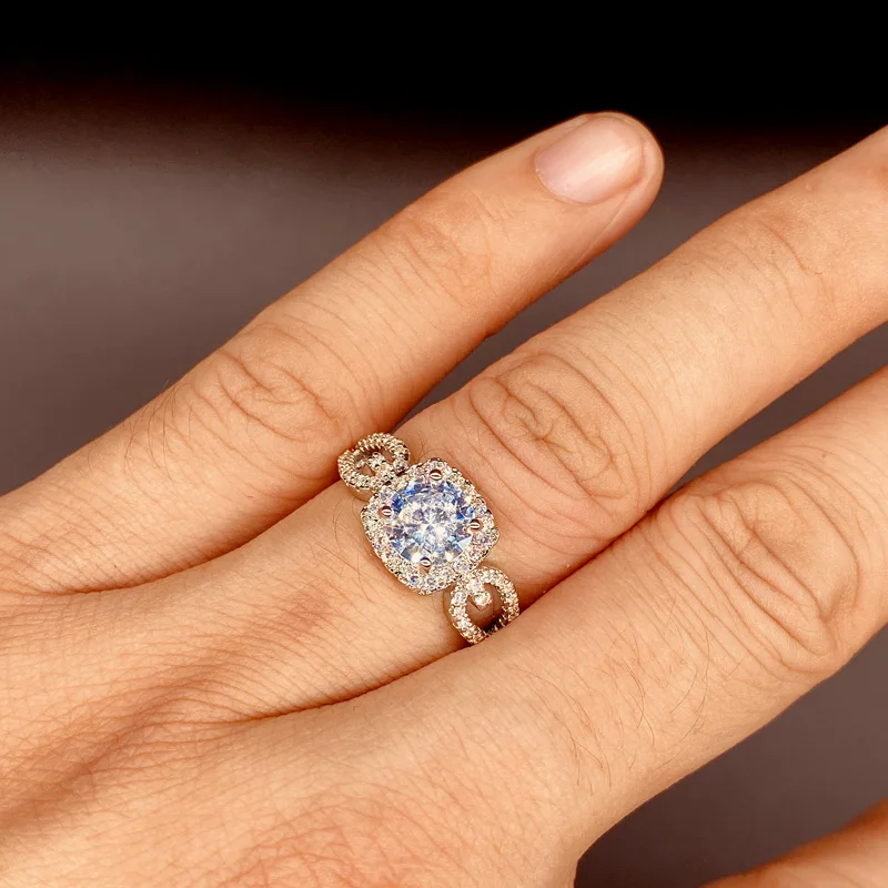 Стиль, белый кристалл, белое золото, заполненные кольца для женщин, обручальное кольцо из стерлингового серебра 925 пробы с кубическим цирконием, модное ювелирное изделие