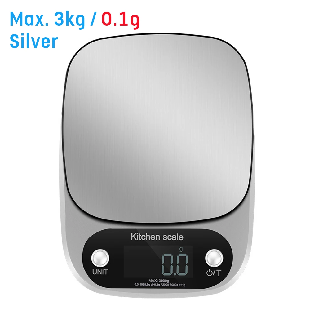 3kg Sliver Электронные кухонные весы многофункциональные домашние весы из нержавеющей стали измерительные инструменты - Цвет: 3kg Sliver