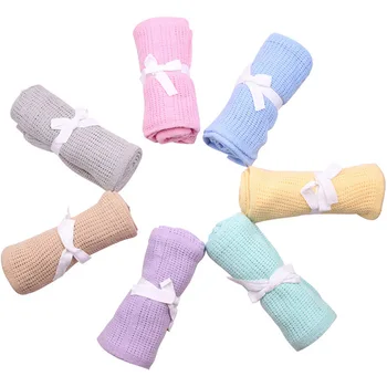 

Knitted Baby Blanket Cotton Super Soft Kids Month Blankets Newborn Swaddle Infant Wrap Bath Towel Girl Boy Stroller Cover Quilts