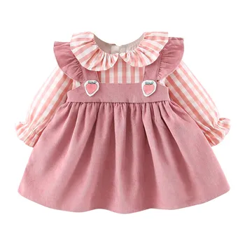 

christmas dress baby girl Toddler Baby Kids Girls Ruffles Plaid Strawberry Patchwork Casual Dress Clothes vestido infantil