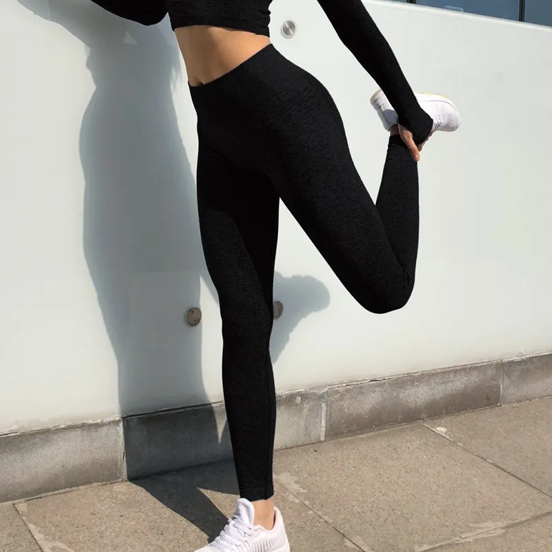 Новинка, женские спортивный костюм, бесшовный комплект для йоги, футболка для йоги+ штаны для тренировок с контролем живота, быстросохнущие тренировочные штаны, спортивная одежда для фитнеса - Цвет: Black Yoga Pants