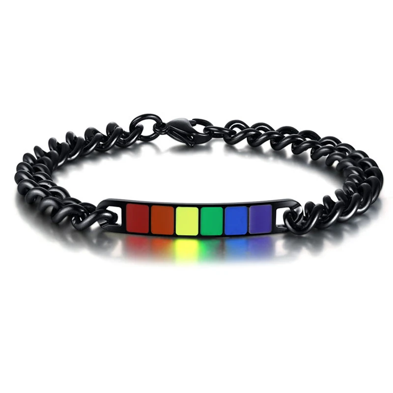 Браслет Pride черный браслет из нержавеющей стали с эмалью женский подвесками
