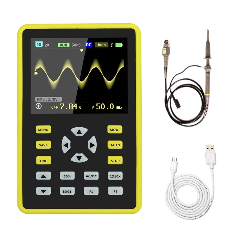 

5012H 2.4 inch LCD Display Screen Handheld Portable Digital Mini Oscilloscope with 100MHz Bandwidth and 500MS/s Sampling Rate