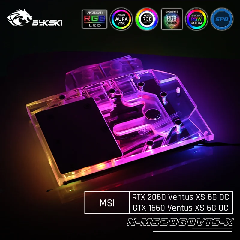 Блок водяного охлаждения Bykski N-MS2060VTS-X GPU для MSI RTX 2060 Ventus XS 6G OC / GTX 1660 | Компьютеры и