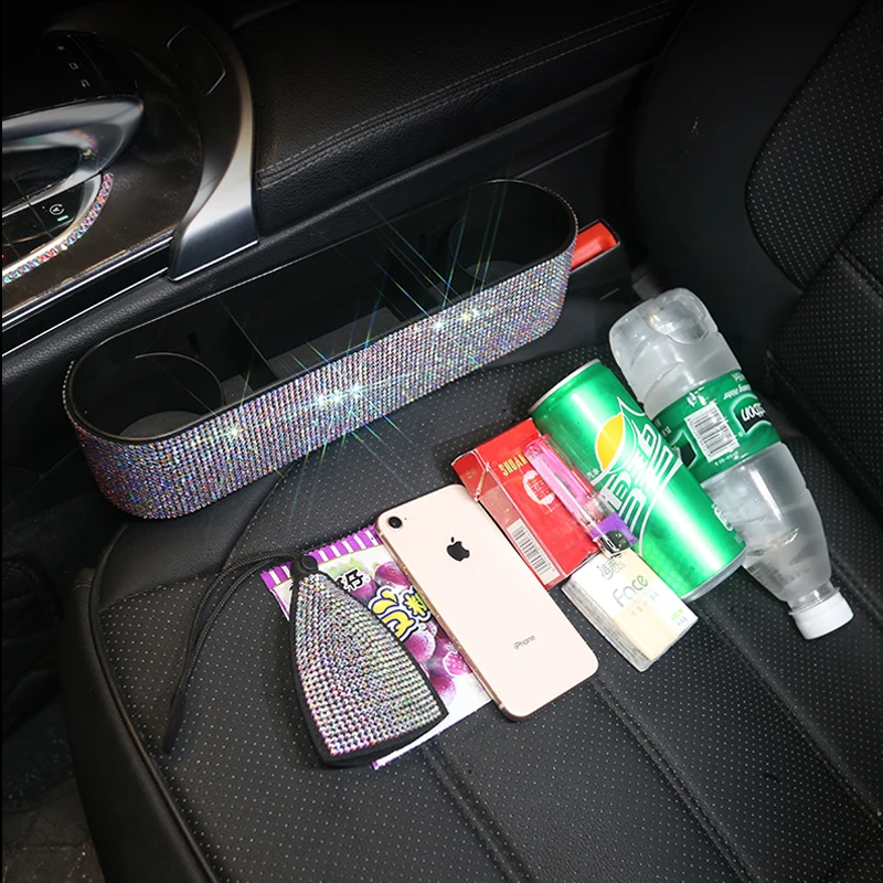 

Car bling bling Rhinestone Seat Pockets Organizer Filler Gap Auto Console Side case for Cellphone Wallet Coin Key Credit Cards
