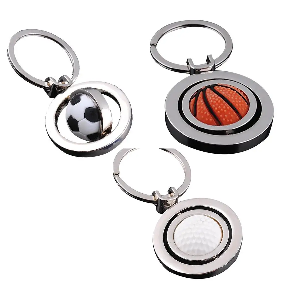 New Arrival 1Piece For Men Boy 3D Sports Rotating Basketball Football Soccer Keychain Ring Key Fob Ball Gifts Keyring | Украшения и