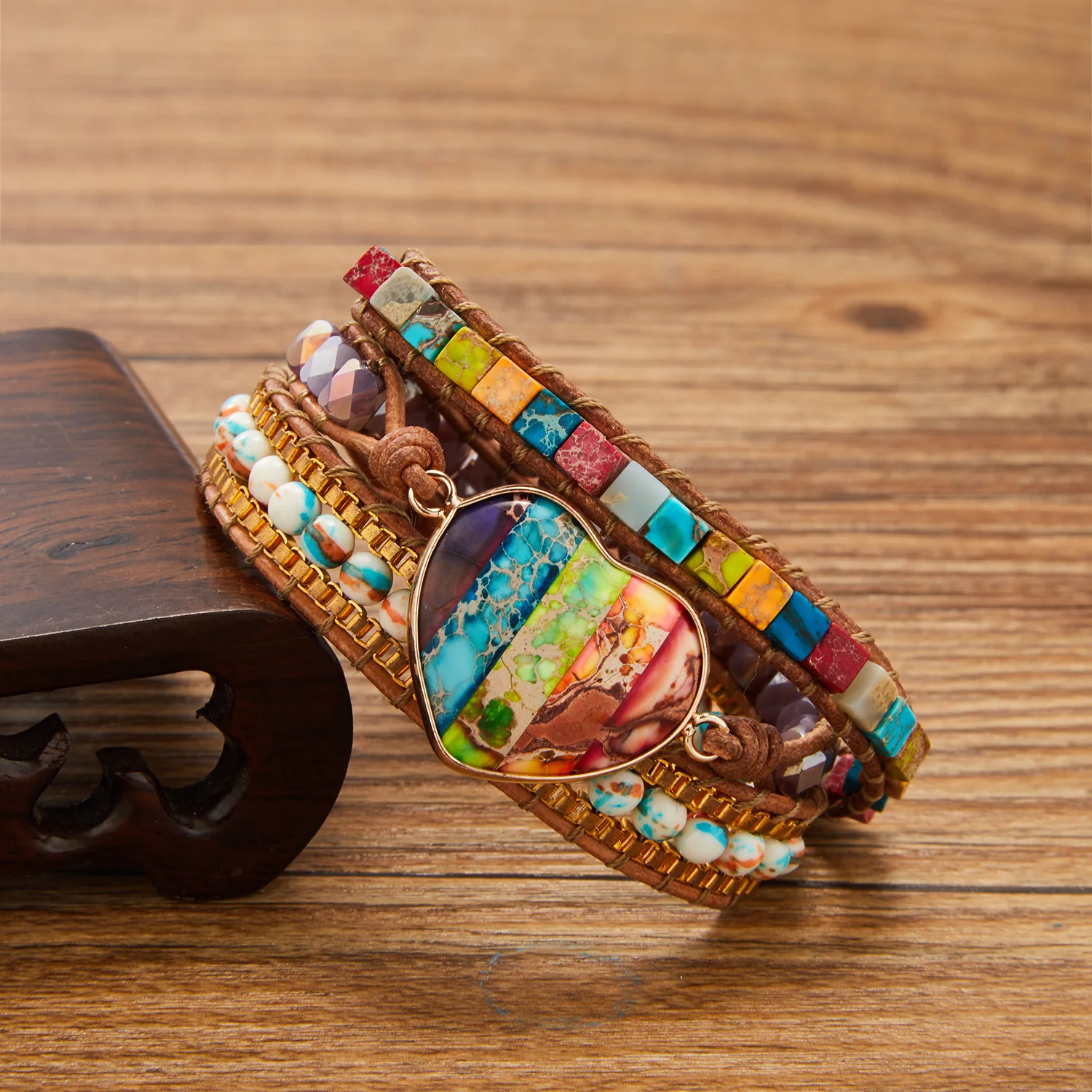 Bracelet Jewelry Leather Bracelets Shell Charm Bracelets New Fashion Mixed Color Natural Stone Bracelet For Women Men Chakra Heart Wrap Leather Chain Bracelet&Bangle Charm Jewelry