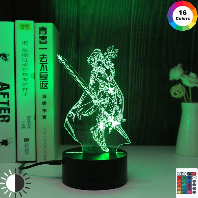 night table lamps Genshin Impact Night Light 3D Illusion Lamp Hot Game  Light for Bedroom Decor LED Light Atmosphere Bedside Night Lamps Kids Gift star wars night light