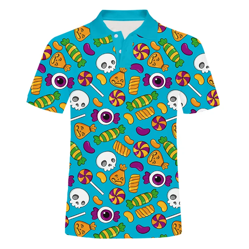 

IFPD EU Size Horror Halloween 3D Printed Polo T Shirt Candy The Nightmare Before Christmas Male And Female Olus Size Polo Shirt