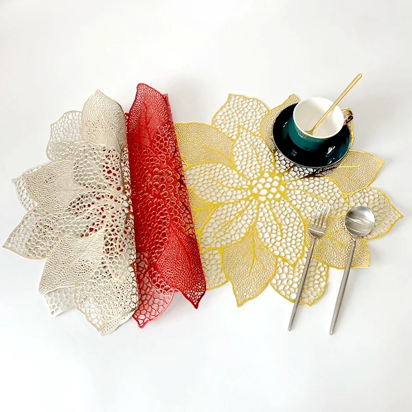 6/4pcs Flower Shape PVC Placemat Table Mats Steak Pad Anti-scalding Insulation Pads INS Nordic Hotel Restaurant Home Decor