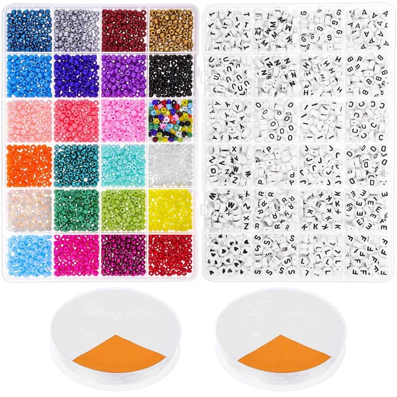 

Beads for Bracelets, 2800 Pcs 4Mm Small Pony Beads with 1200 Pcs Alphabet Letter Beads for Jewelry Bracelets Making