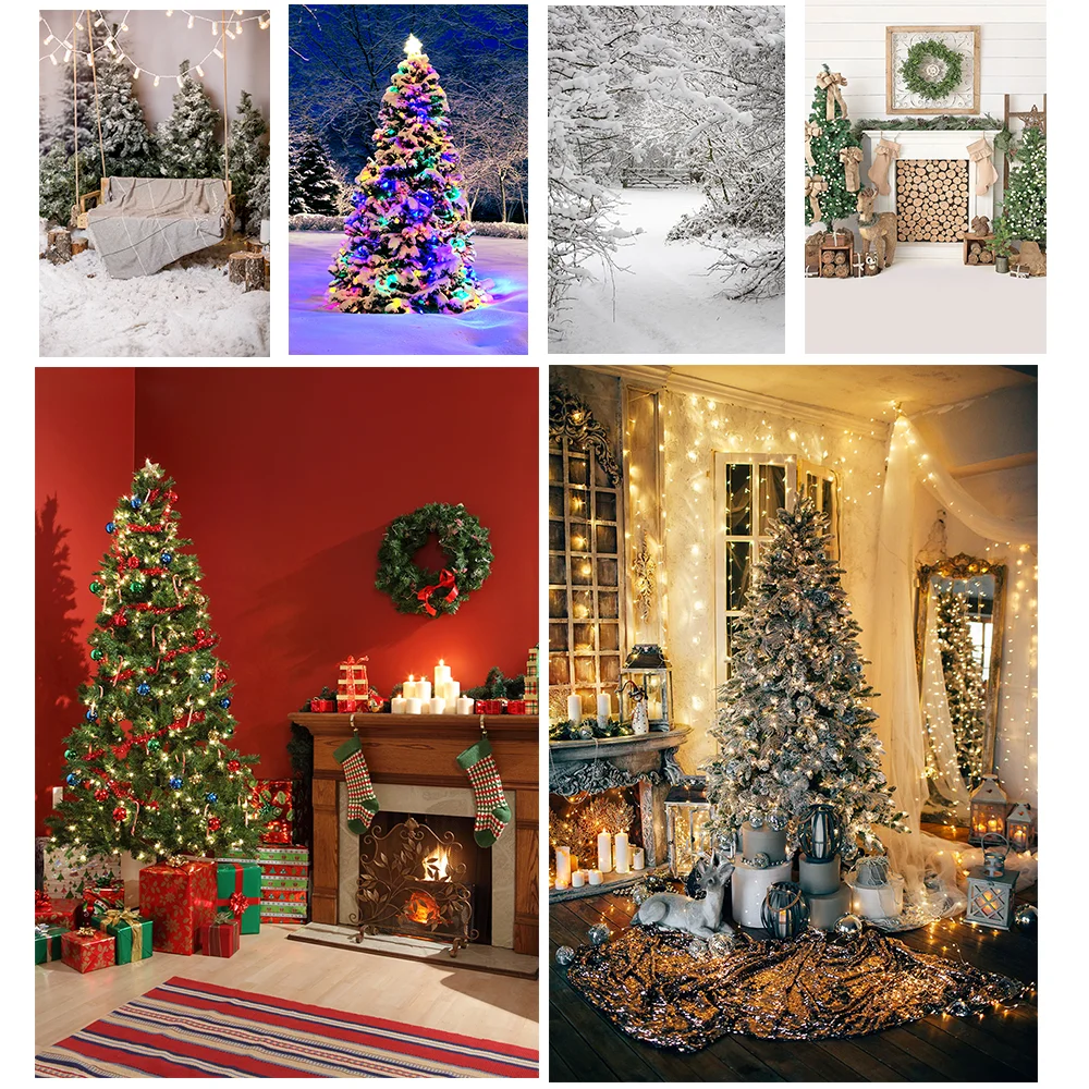 

Christmas Tree Backgrounds Gifts Window Wooden Floor Photo Background Interior Portrait Photo Backdrops For Photo Studio
