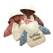 Коллекция года, зимние куртки для мальчиков верхняя одежда с капюшоном для детей осенняя теплая куртка для маленьких мальчиков детская одежда верхняя одежда для малышей модное пальто, куртка