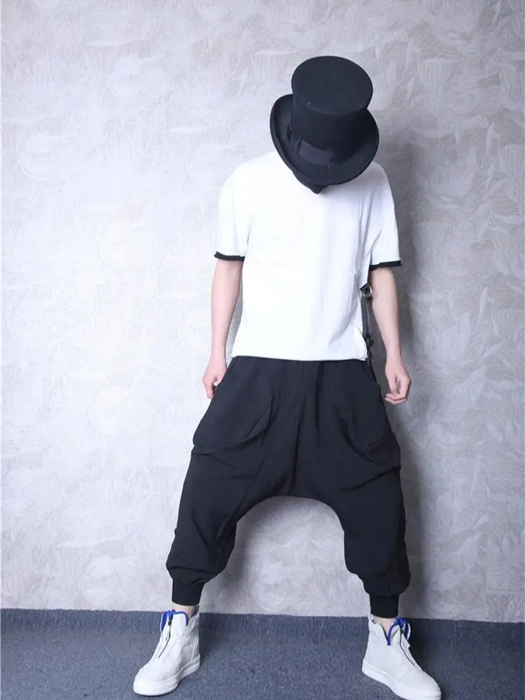 

Брюки мужские повседневные, однотонные простые свободные тренировочные штаны с большими карманами, низкий класс, в стиле Харлан, весна-осень