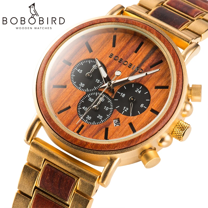 BOBO BIRD деревянные мужские часы Relogio Masculino лучший бренд класса люкс Хронограф отображение даты Секундомер Часы