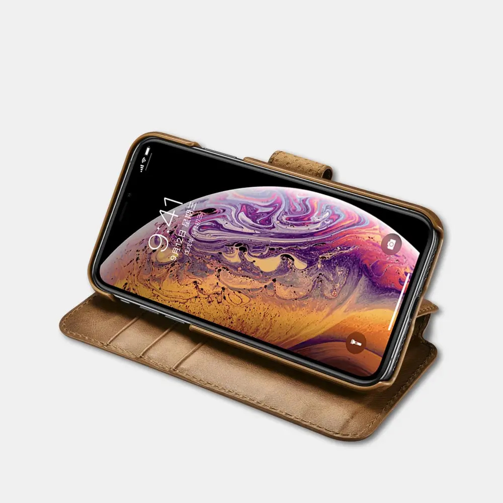 Icarer бренд для iPhone XR Чехол Съемный из натуральной кожи Чехлы-бумажники с застежкой, слот для карт, чехол-книжка и подставка