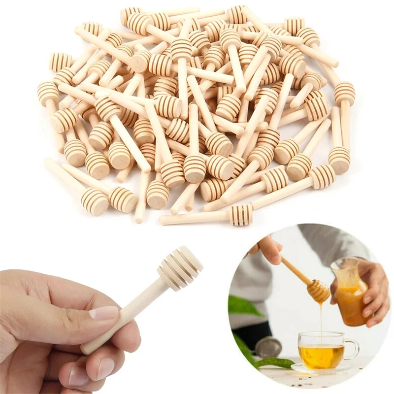 10/50/100pcs 미니 나무 꿀 숟가락 꿀 긴 손잡이 나무 저어 막대 꿀 항아리 용품 우유 차 혼합 스틱 디저트 도구