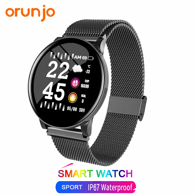 

Orunjo W8 Smart Watch Blood Pressure Activity Sport Fitness Tracker Blood Monitor Metal smart wristband For Android IOS