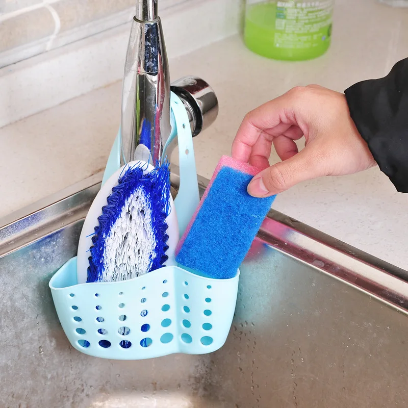 

Kitchen Water Draining Storage Shelf Tap Hanging Sponge Adjustable Stud Sink Storage Basket