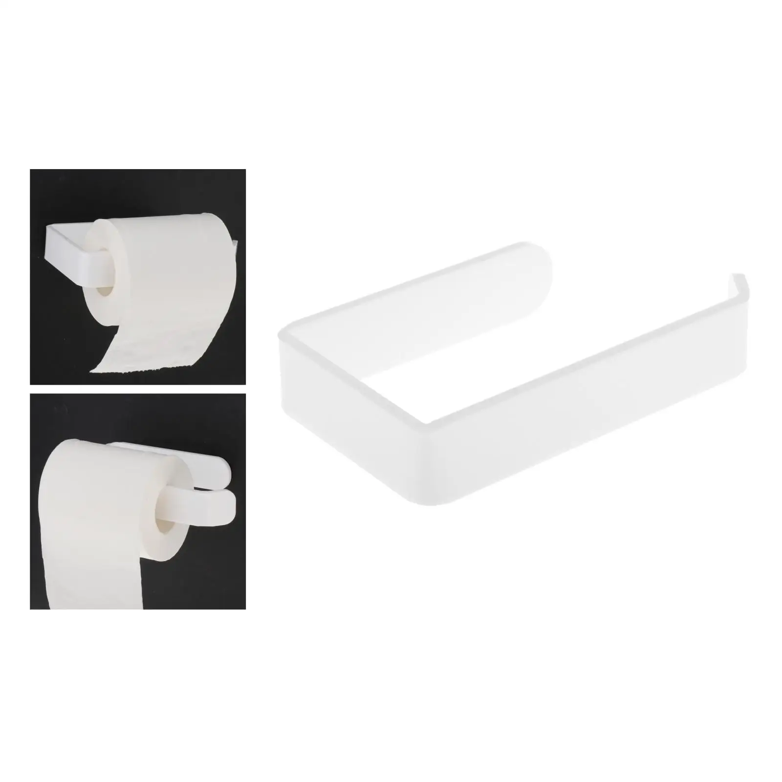 White Acrylic Toilet Paper Holder Wall Mounted Kitchen Bathroom Waterproof Towel Rack Accessories Shelf