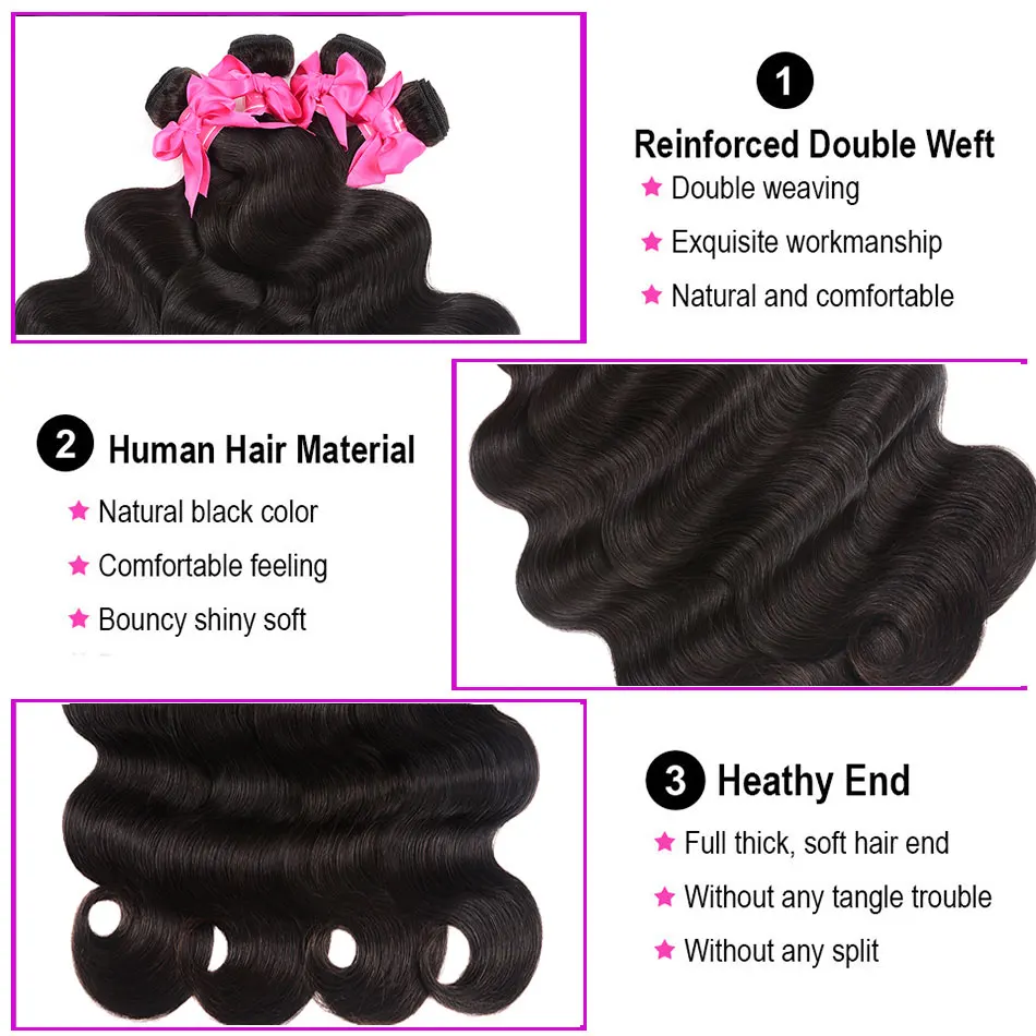 Brazilian Body Wave Bundles With Frontal Remy Hair Frontal With Bundles 100% Human Hair Bundles With Frontal Closure Aatifa Hair