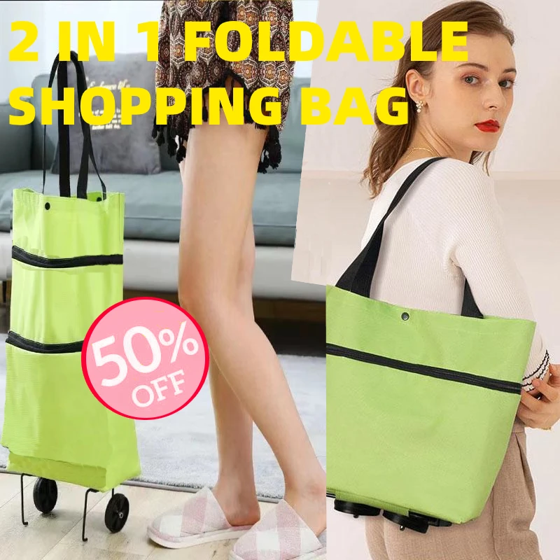 Bolsa de compras plegable de 30L, carrito de compras con ruedas, reutilizable, ecológico, organizador de compras resistente al agua, hecho de tela Oxford