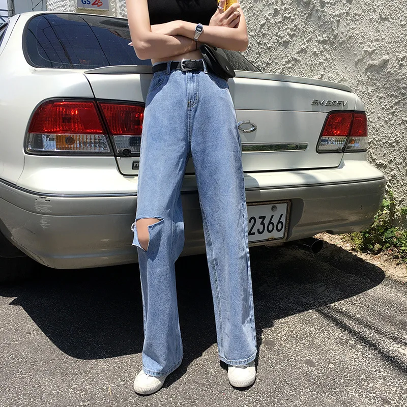 2019, в Корейском стиле; сезон лето-стиль Женские джинсы; модное и стильное плакать элегантный ветер свободные Пелерина с отверстиями с