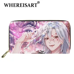 WHEREISART Japanese Anime Demon Slayer Girls PU Leather Long Wallet Cartoon Coin Casual Card Purse Dazzling Uzui Women Handbags
