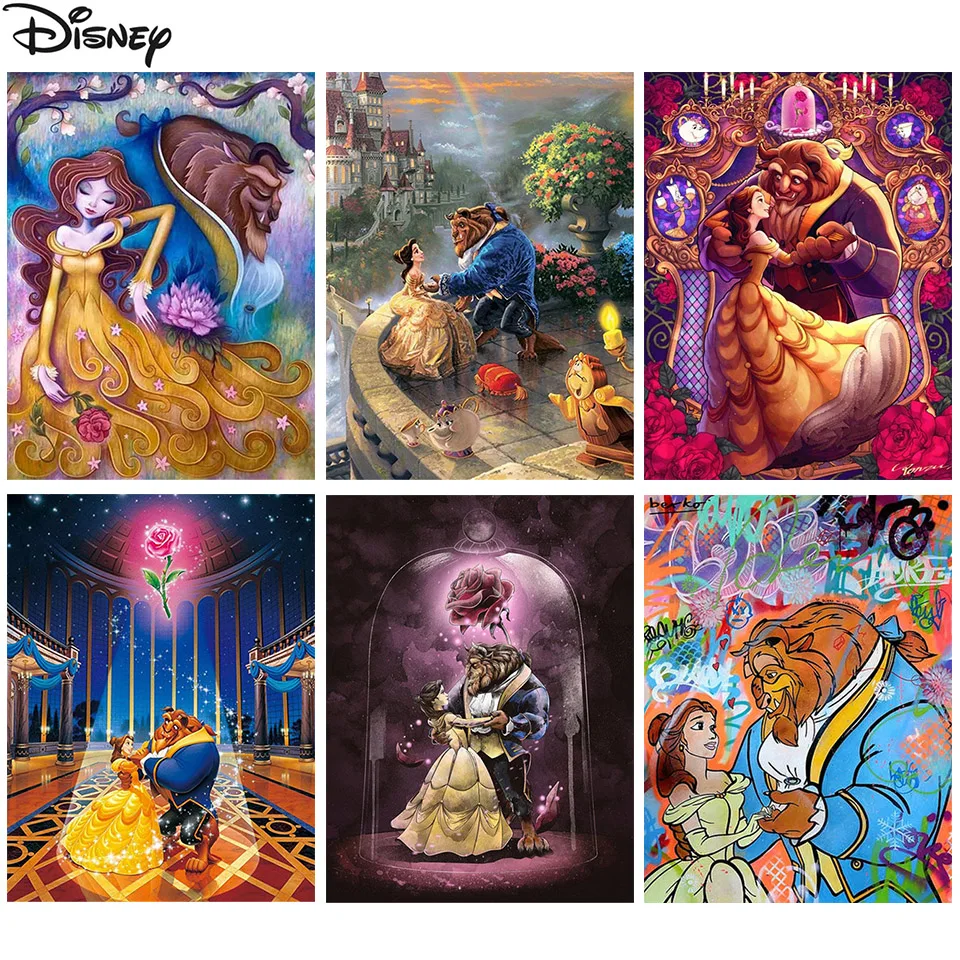 Beauty And The Beast Diamond Painting Disney Cartoon Movie Personaggi 5D Diamond Ricamo Coppia Immagine Mosaico Art Home Decor