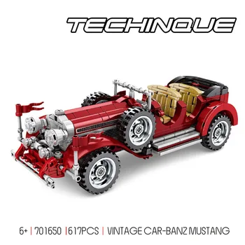 

MOC Technical Series Roadster Vintage Car Mustanged Benzed Pull Back Supercar Model Educational Toys For Kids Boys Child Gift