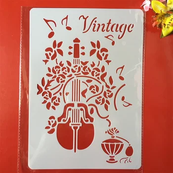 

A4 29x21cm Vintage Music Violin DIY Craft Layering Stencils Painting Scrapbooking Stamping Embossing Album Paper Card Template