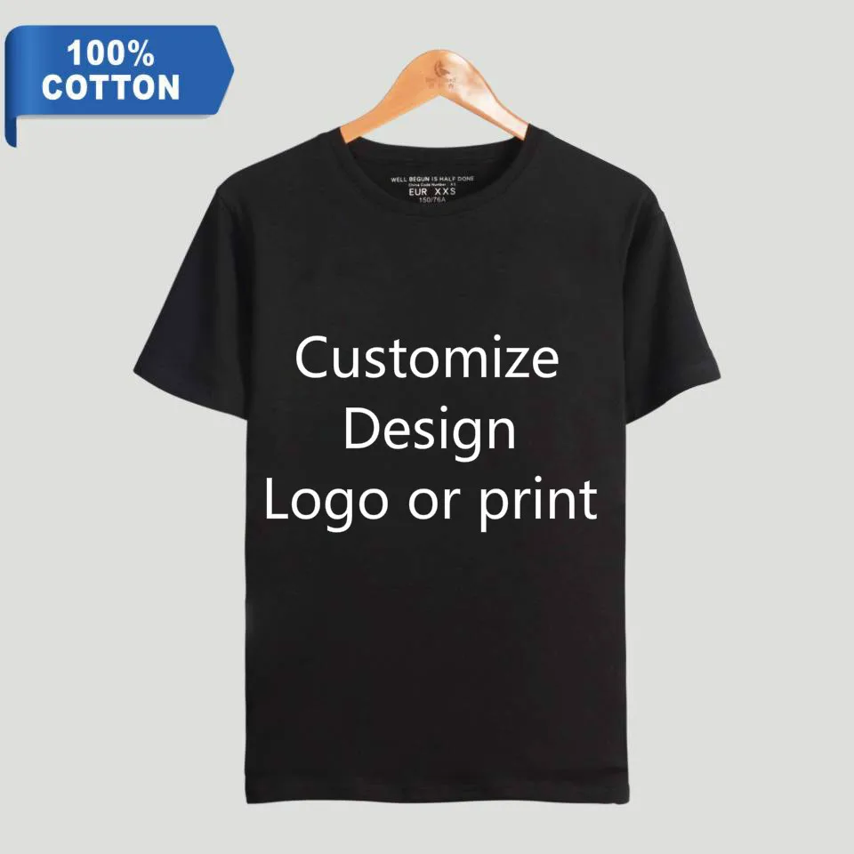 SoYK Custom Logo Print T-shirt Design Customized individuality Tshirts Top Pure Cotton Solid Color Round Neck Men/Women T shirts