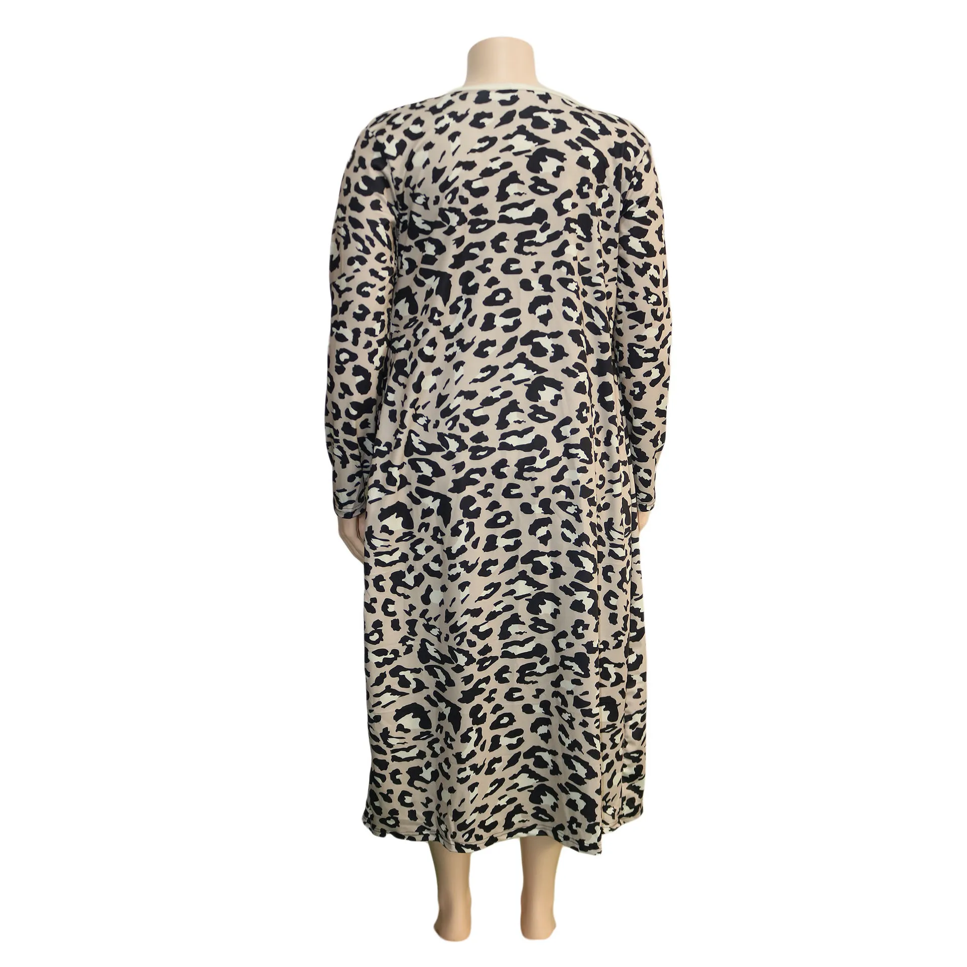 Yitonglian Women's Leopard 2 Pieces Printed  Cardigan Sets Plus Size Sexy Party Set Club Slim Set
