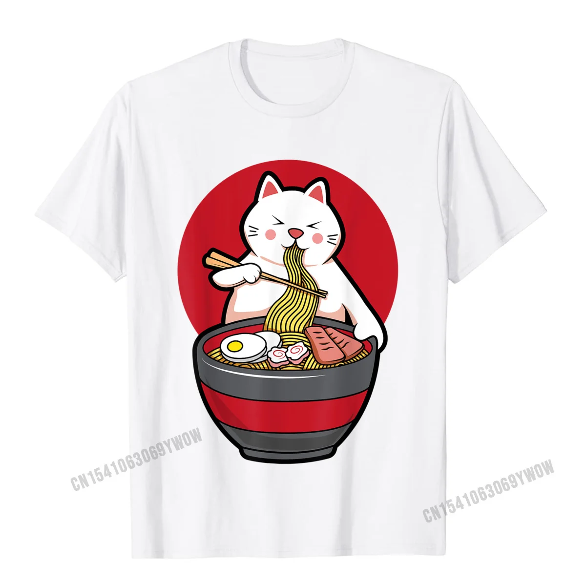  Men Tshirts Casual Casual Tops T Shirt 100% Cotton Round Collar Short Sleeve Casual Tops T Shirt Thanksgiving Day Kawaii Ramen Cat Cute Otaku Japanese Anime Noodles T-Shirt__736 white