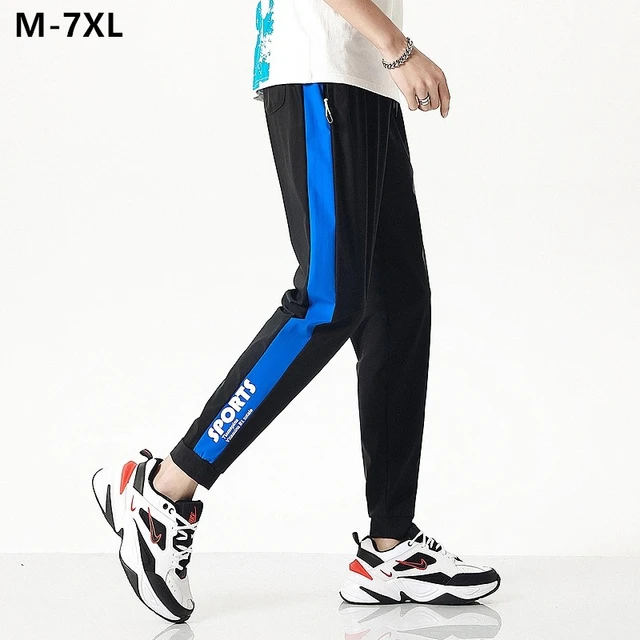 Pantalon de Jogging pour hommes, grande taille, 5xl, 6xl, 7xl, pantalon de  sport, ample, longueur cheville, décontracté, noir, été - AliExpress