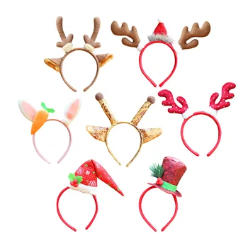 

7pcs Christmas Headband Felt Cloth Cute Headwear Hair Accessory Hairband for Party Costume Play