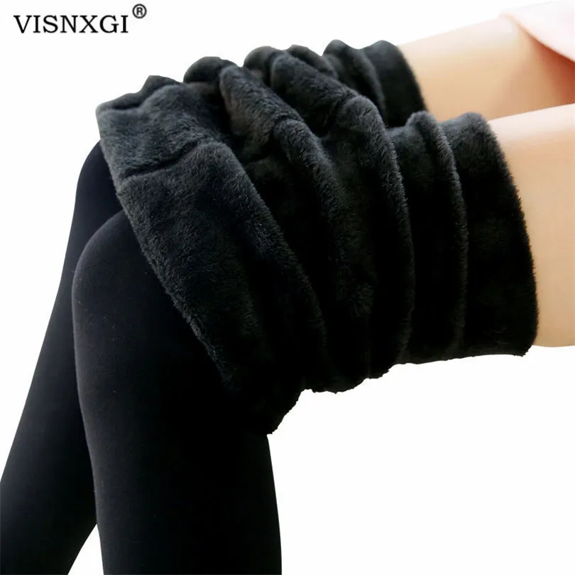 

VISNXGI Fitness Solid Velvet Winter Leggings Ankle-Length Keep Warm Pants High Waist Women Fashion Thickening Plus Size Trousers