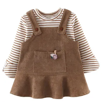 

2pcs/set Toddler Set Striped T-shirts Mermaid Skirt Sweet Cute Solid Color Skirts Concise Girl's Set 0-3T Newborn Baby Clothes