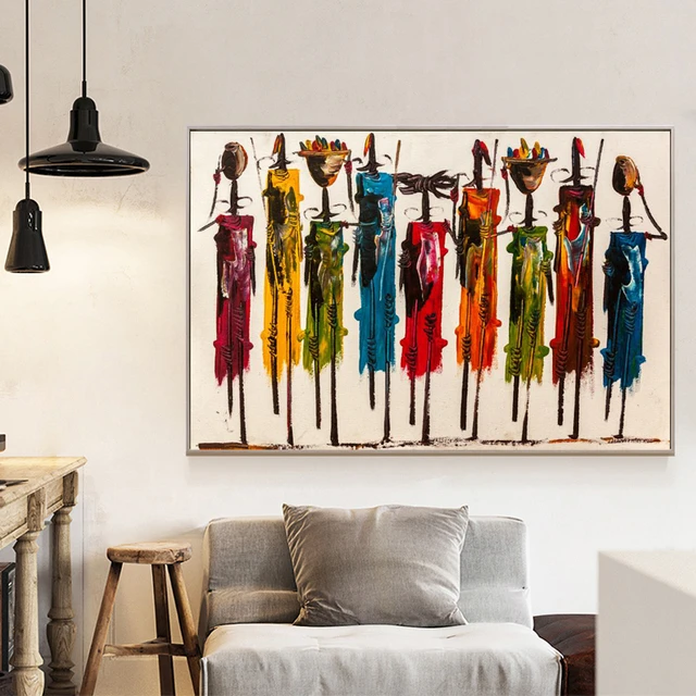 cadre decoration murale pour salon tableau decoration mura affiche murale  decoration maison peinture à l'huile sur toile avec femmes africaines, pour  salon - AliExpress