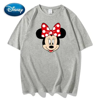

Disney Chic Fashion Minnie Mouse Bow Cartoon Print Couples Unisex Women T-Shirt O-Neck Pullover Short Sleeve Tee Tops 10 Colors