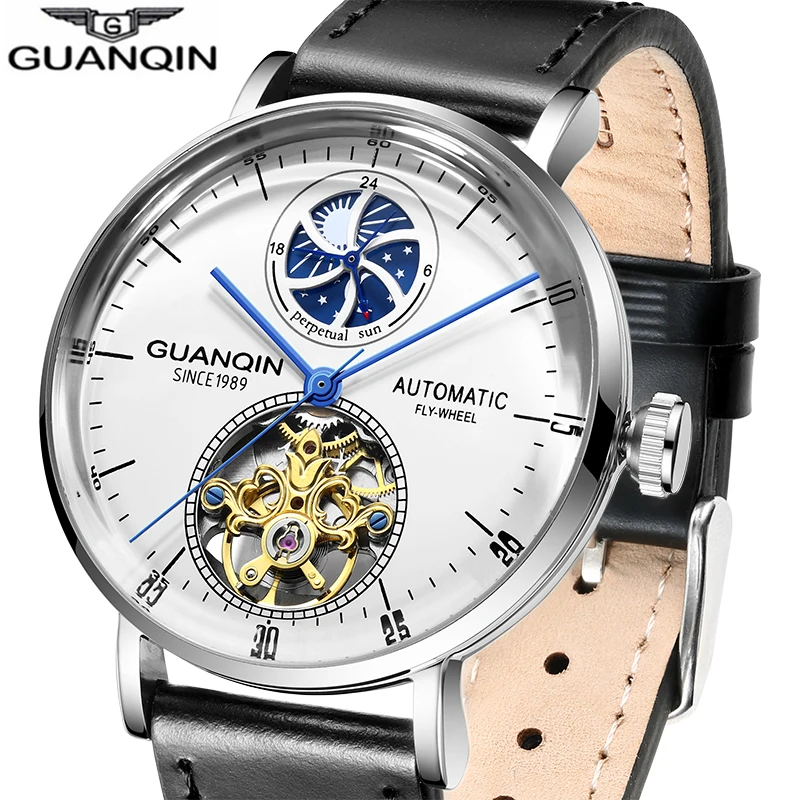 GUANQIN автоматические механические часы мужские часы Tourbillon Топ бренд класса люкс дропшиппинг relogio masculino