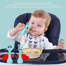 Infant Self Feeding Spoon and Fork Utensils First Training Baby Eating Supplies BPA Free Led Weaning for 6+ Month Baby Toddler baby led weaning