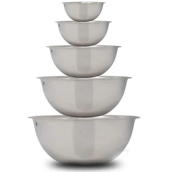 

Meal Prep Stainless Steel Mixing Bowl (5-Piece Set) Home, Refrigerator, and Kitchen Food Storage Organizers Eco Friendly, Heavy