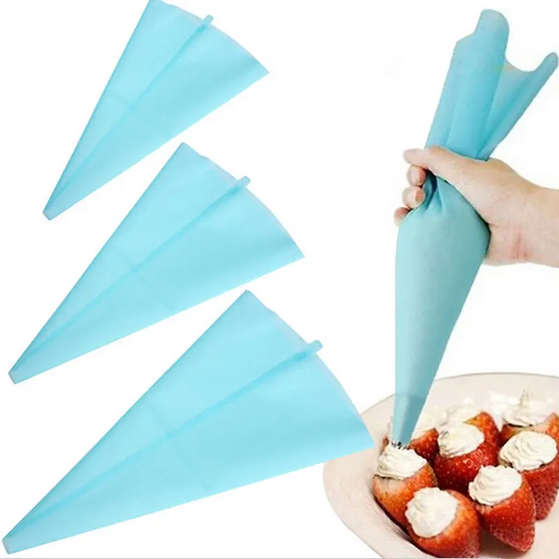 

3pc Reusable Silicone Icing Piping Cream Pastry Bag, Cake DIY Decorating Tool