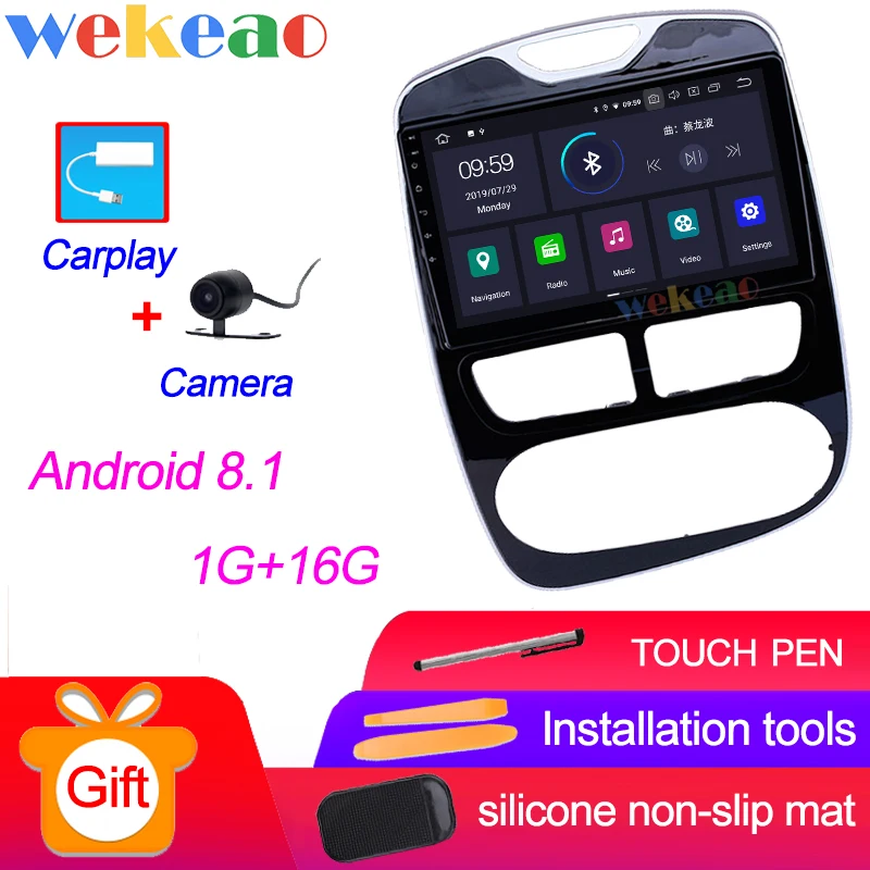 Wekeao сенсорный экран 10,1 ''Android 9,0 Автомагнитола для Renault Clio Android авто gps навигация 2012- wifi 4G DSP - Цвет: Android Car Radio