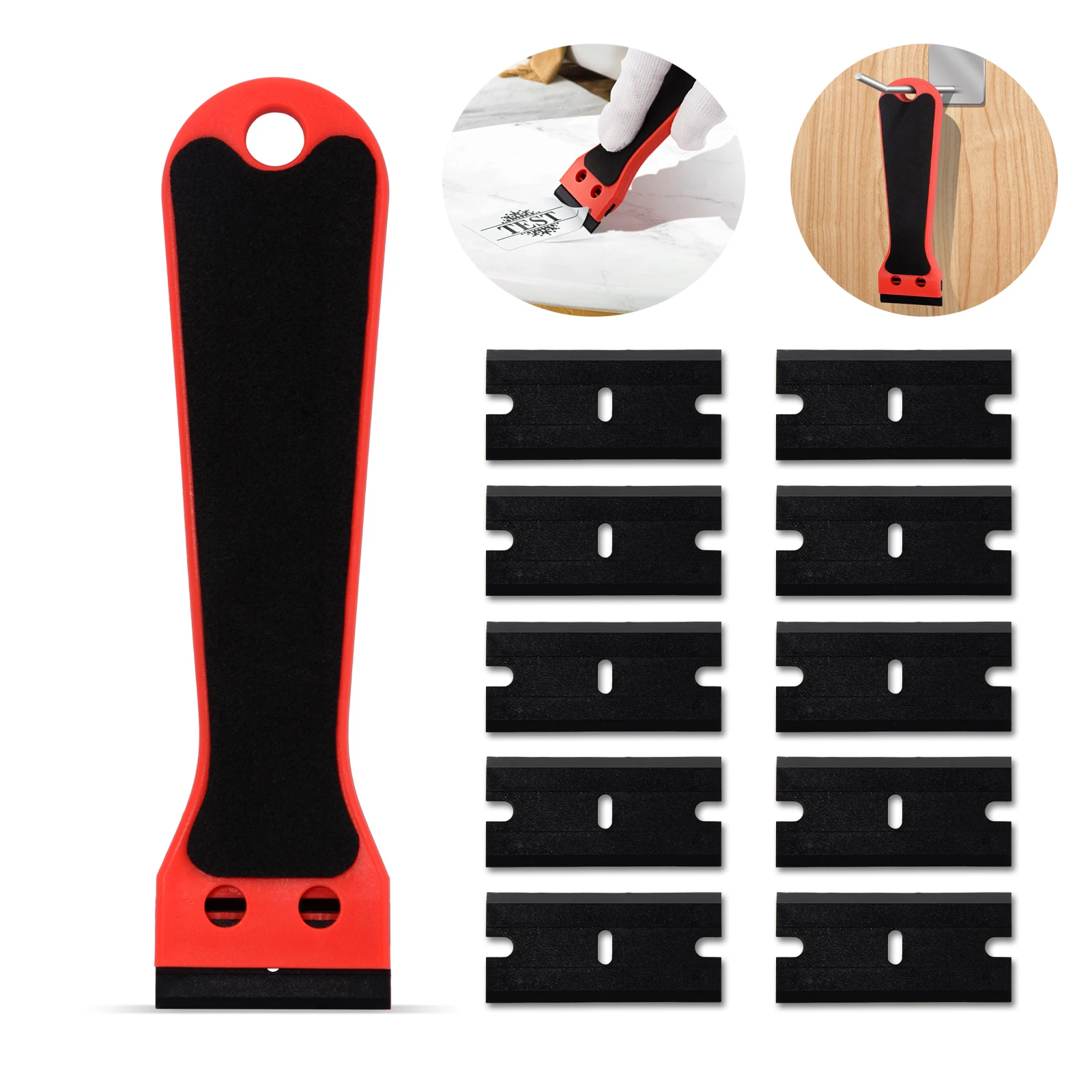 

FOSHIO Carbon Foil Film Sticker Scraper with 10pcs Blades Auto Window Vinyl Wrap Razor Squeegee Glue Dust Remover Cleaning Tool