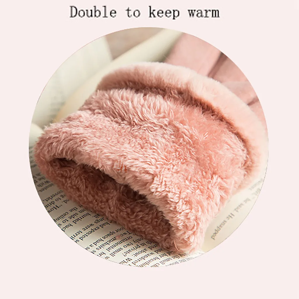 Женские зимние перчатки из кроличьего плюша, теплые утолщенные бархатные женские уличные перчатки, повседневные перчатки для езды на велосипеде, перчатки для вождения, варежки