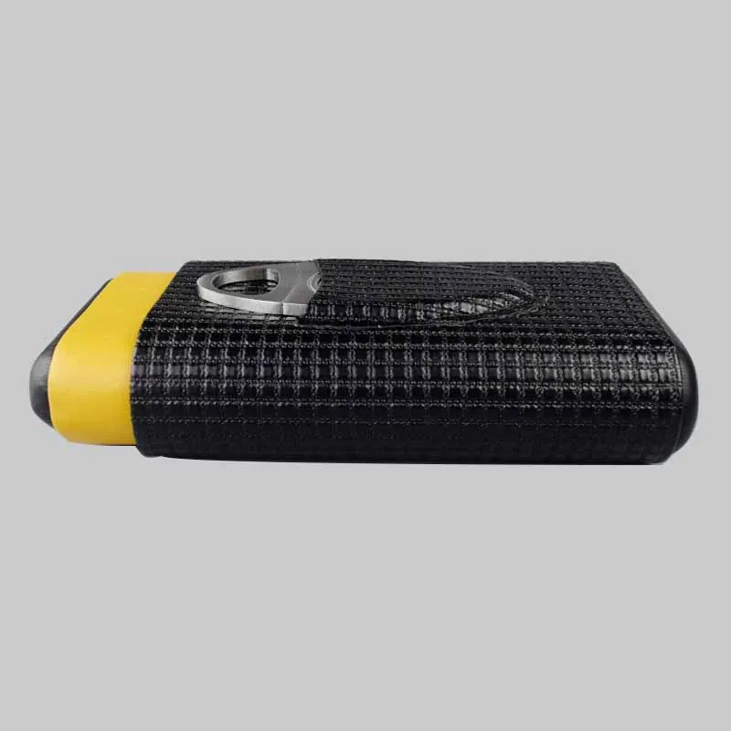 Новое поступление черный и желтый кожаный чехол с резаком для сигар|case case|leather