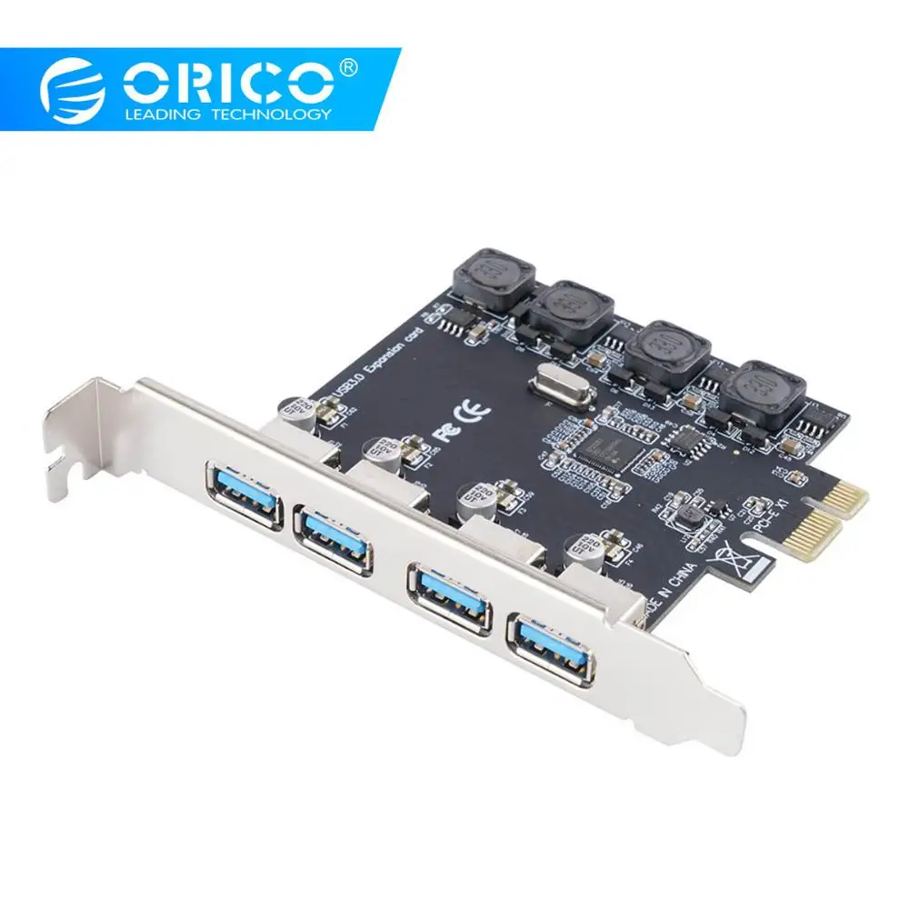 ORICO 4 порта USB 3,0 PCI-E Express карта супер скорость 5 Гбит/с PCI-E карта расширения адаптер для настольных ПК компьютер компоненты Win10